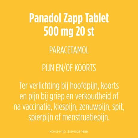 Panadol Zapp Paracetamol 500 MG Filmomhulde Tabletten 20 stuks