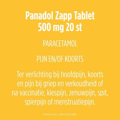 Panadol Zapp Paracetamol 500 MG Filmomhulde Tabletten 20 stuks