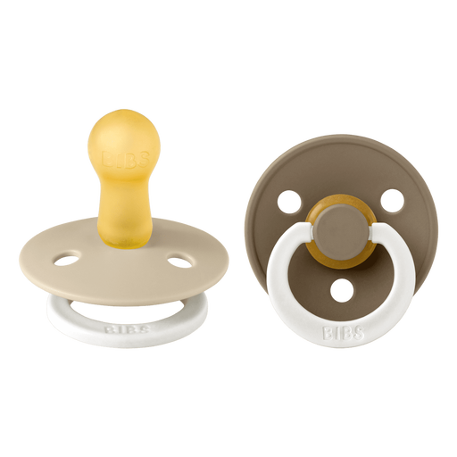 BIBS Glow In The Dark Fopspeen Rond Latex Maat 2 Vanilla/Dark Oak 2 stuks