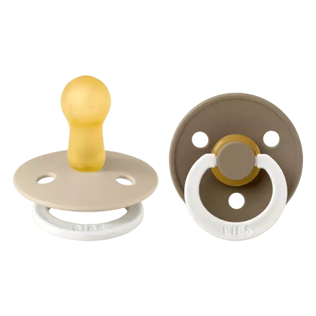 BIBS Glow In The Dark Fopspeen Rond Latex Maat 2 Vanilla/Dark Oak 2 stuks