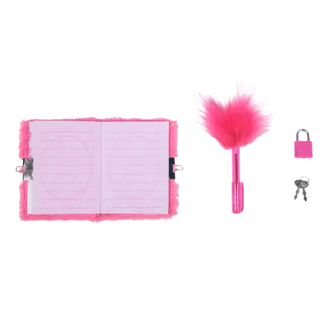 Princes Pluche Dagboekje Met Slot En Fluffy Pen