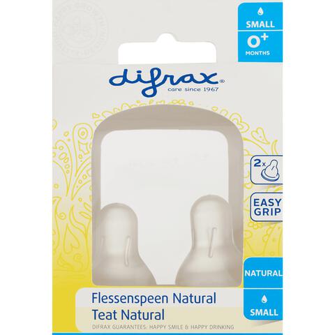Difrax Flesspeen Natural Small 0+ Maanden Geschikt voor pasgeboren baby’s