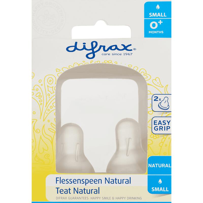 Difrax Flessenspeen Natural Small 0+ Maanden 2 stuks