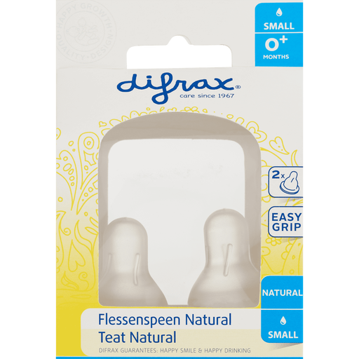 Difrax Flessenspeen Natural Small 0+ Maanden 2 stuks