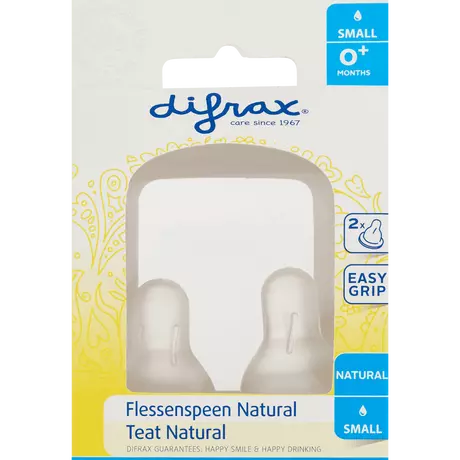 Difrax Flessenspeen Natural Small 0+ Maanden 2 stuks
