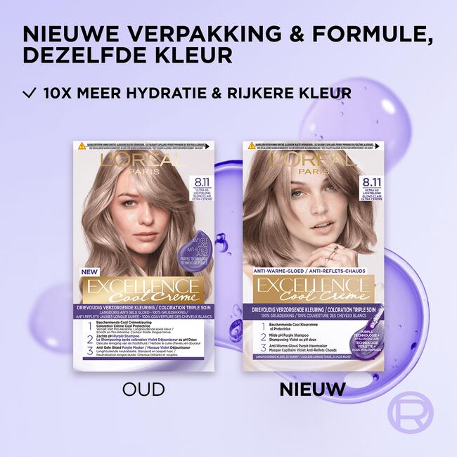 L'Oréal Paris Excellence Cool Creams Permanente Haarverf 8.11 Ultra Ash Lichtblond