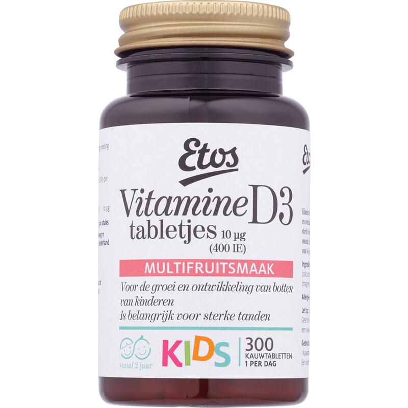 Etos Vitamine D3 10 µg Kauwtabletten Tabletten 300 stuks