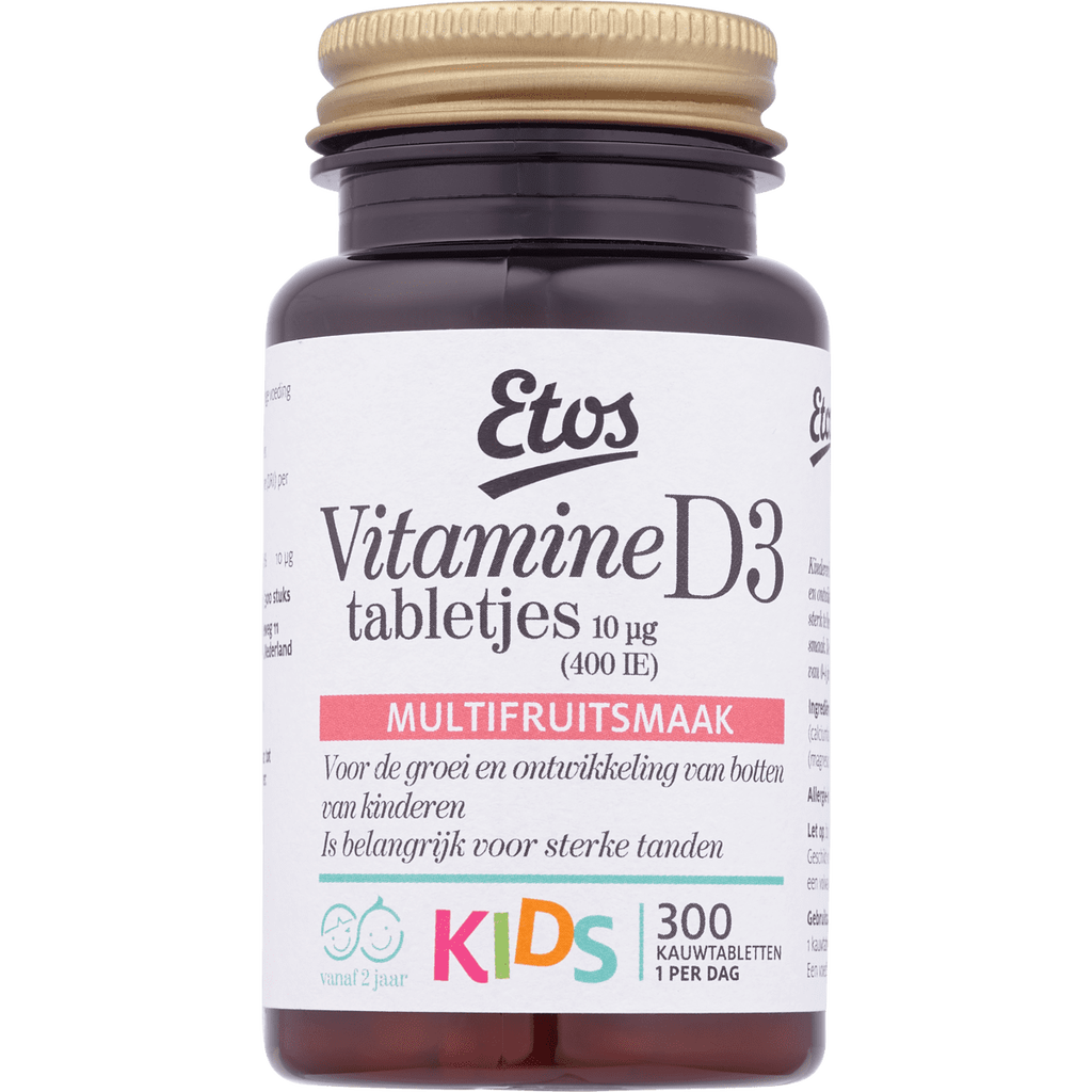 Vitamine D3 10 µg Kauwtabletten 300 tabletten 300 EA Etos