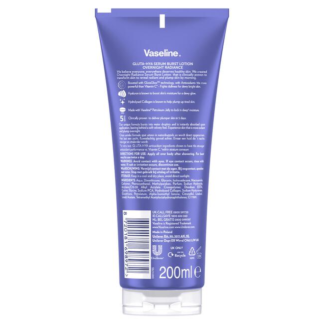 Vaseline Gluta-Hya Lotion Overnight Radiance 200 ML