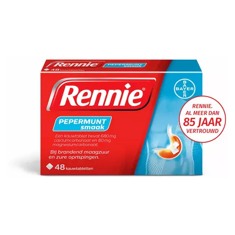 Rennie Pepermunt Kauwtabletten Bij Brandend Maagzuur 48 stuks