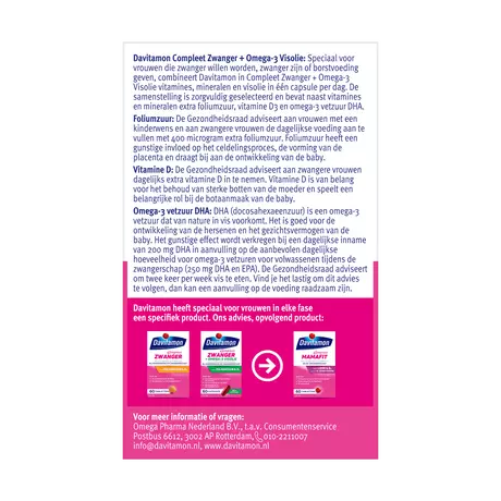 Davitamon Compleet Zwanger + Omega-3 Visolie 60 Stuks
