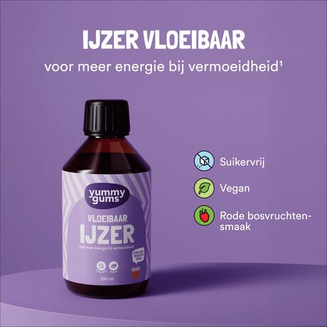 Yummygums Vloeibaar Ijzer - suikervrij - 250ml