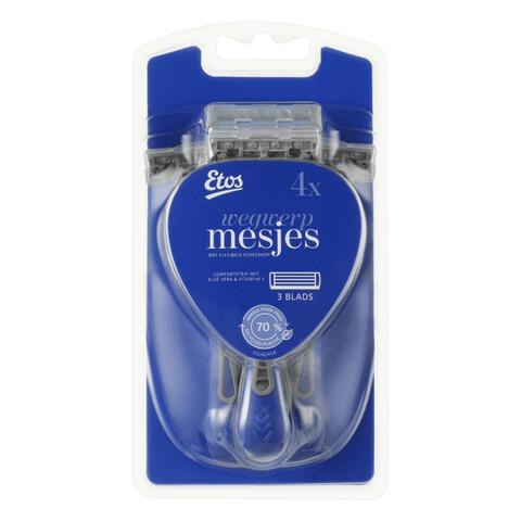 Etos Wegwerpmesjes 3-Blads Blauw 4 stuks