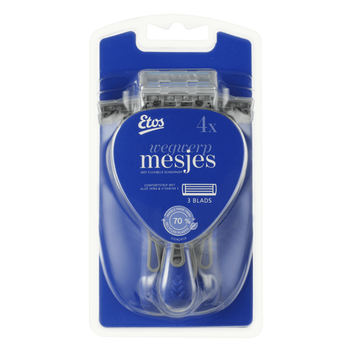 Etos 3-Blads Wegwerpmesjes Blauw 4 stuks