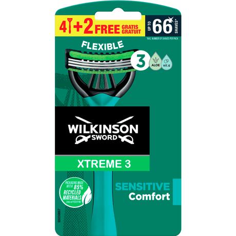 Wilkinson Sword Xtreme3 Sensitive Wegwerpmesjes 4+2 gratis