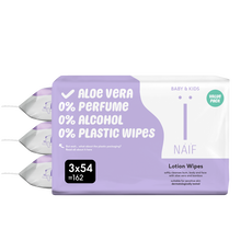 Naïf Plasticvrije Lotion Billendoekjes 3x54 stuks