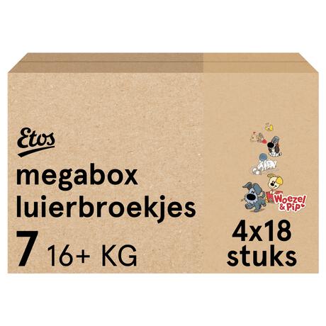 Etos Woezel & Pip Luierbroekjes XXL Maat 7 16+ kg Megabox 4x18 stuks