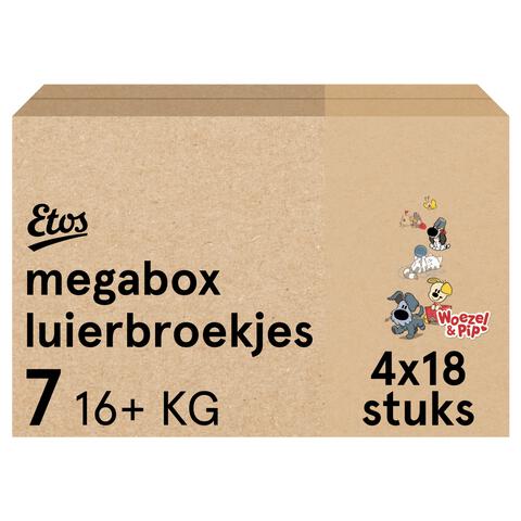 Etos Woezel & Pip Luierbroekjes XXL Maat 7 16+ kg Megabox 4x18 stuks