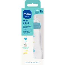 MAM Baby Feel Good Glass Bottle Babyfles Blue 260 ML