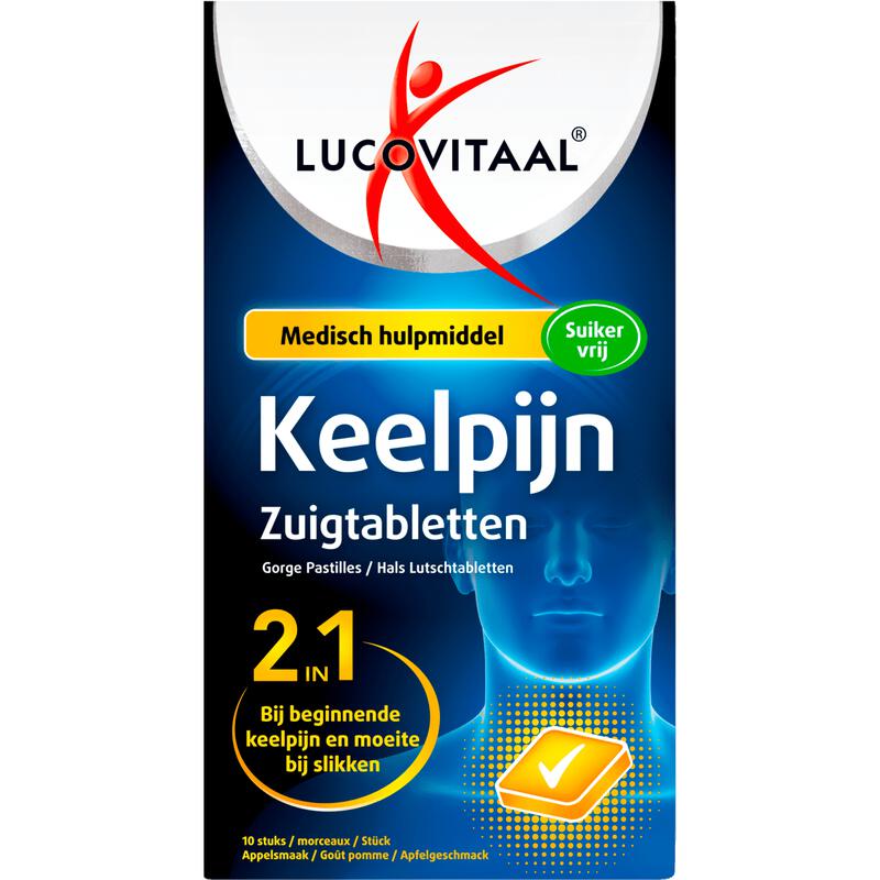 Lucovitaal Keelpijn Zuigtabletten Suikervrij 10 stuks