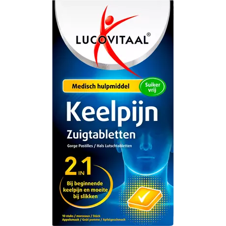 Lucovitaal Keelpijn Zuigtabletten Suikervrij 10 stuks &nbsp;