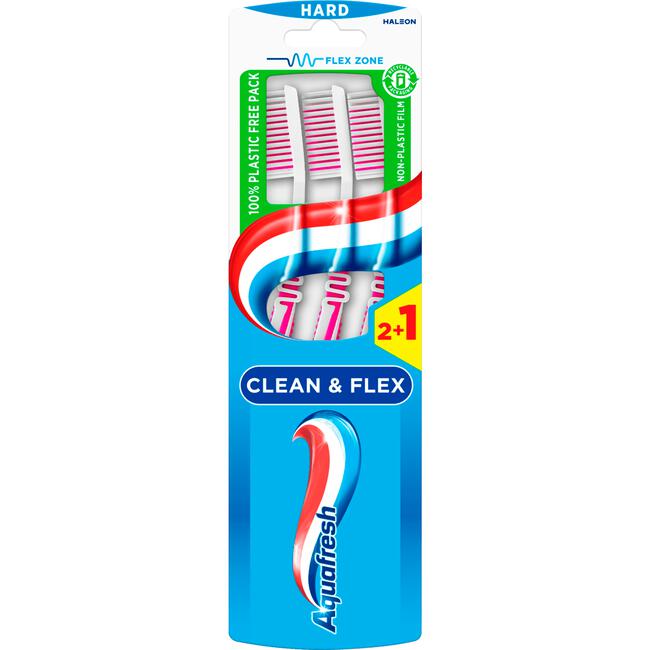 Aquafresh Clean & Flex Hard 2+1 Tandenborstel - 3 stuks