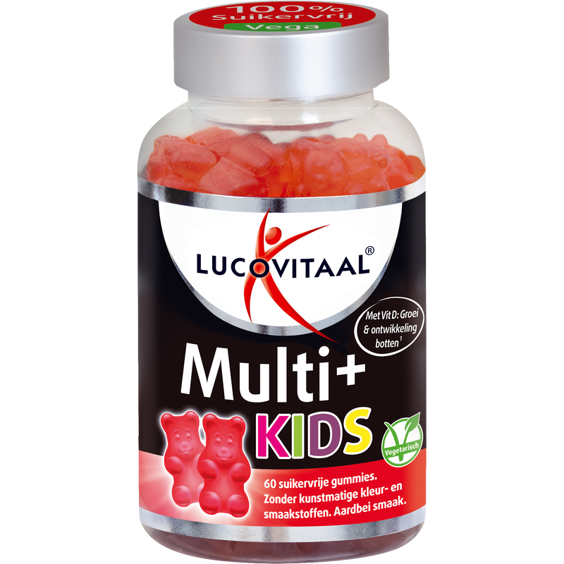 Lucovitaal Multi+ Kids Suikervrije Gummies Aardbei 60 stuks