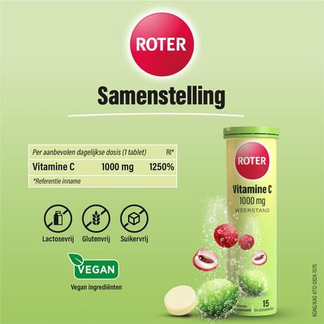 Roter Vitamine C 1000mg Bruistabletten Lime/Lychee 15 stuks