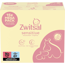 Zwitsal  Sensitive Billendoekjes Voordeelverpakking 15 x 57 Billendoekjes