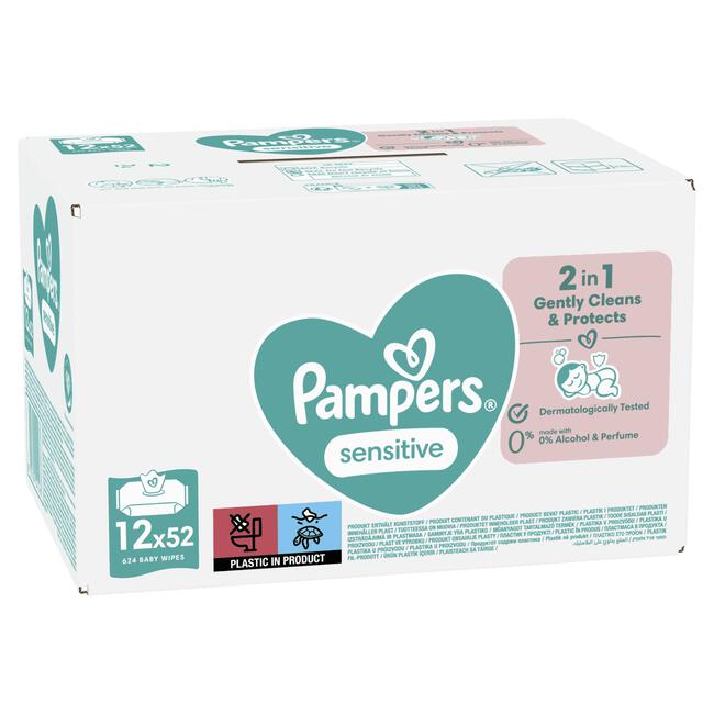Pampers Sensitive Baby Wipes 12x52 Stuks