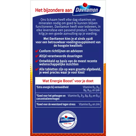 Davitamon Energie Boost Forte Kauwtabletten Bosvruchten 40 stuks