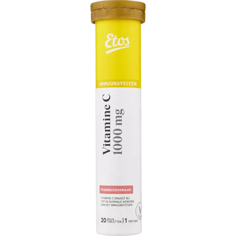 Etos Vitamine C 1000 MG Framboos Bruistablet 20 stuks
