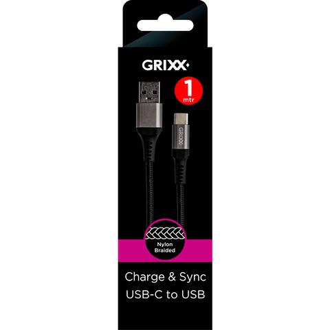 Grixx USB-C to USB-A 1M Black