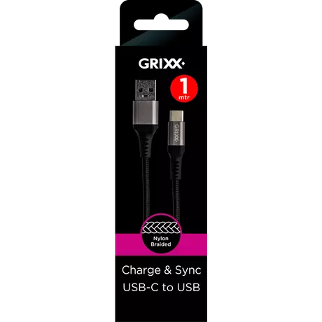 Grixx USB-C to USB-A 1M Black