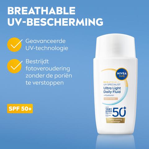 NIVEA SUN UV Face Specialist Ultra Light Daily Fluid Light Tinted SPF50+ 40 ML