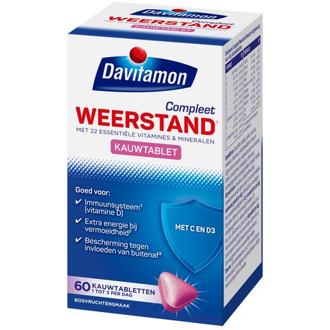 Davitamon Compleet Weerstand Vitamine C&D Bosvruchten 60 kauwtabl