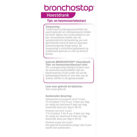Bronchostop Hoestdrank bij Vastzittende Hoest en Keelpijn 200 ML