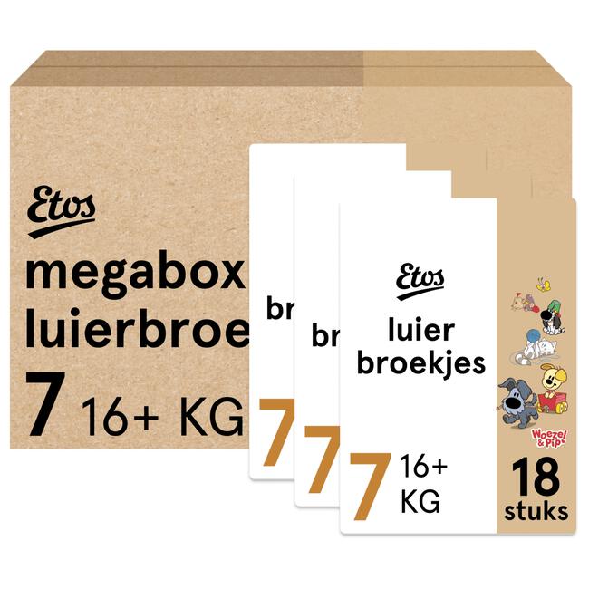 Etos Woezel & Pip Luierbroekjes XXL Megabox Maat 7  17+ kg 54 stuks