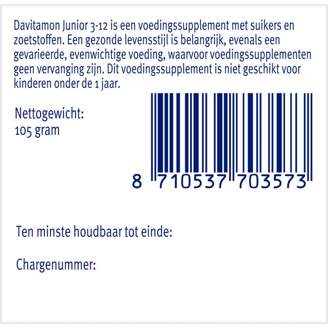 Davitamon Junior 3-12 Kauwtabletten Bananensmaak