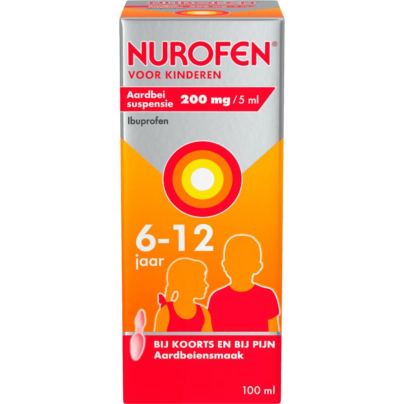 Nurofen voor Kinderen Aardbei Suspensie 200 MG/5 ML 100 ML