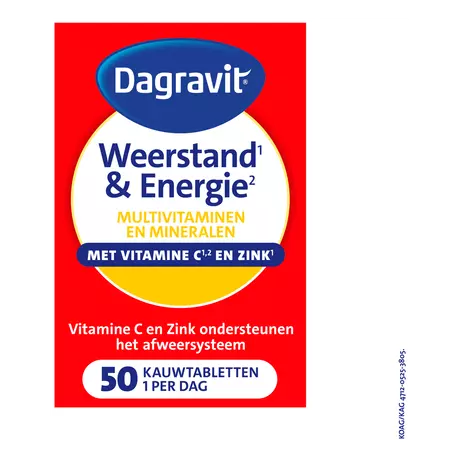 Dagravit Multivitaminen Weerstand & Energie Kauwtabletten 50 stuks