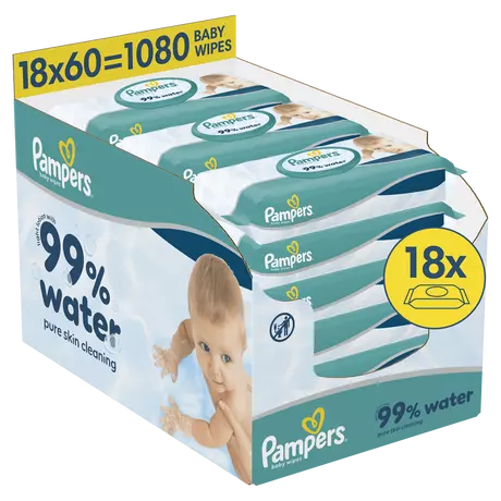 Pampers 99% Water Billendoekjes 18x60 stuks
