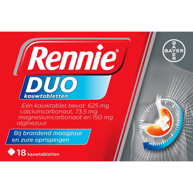 Rennie Duo Kauwtabletten Bij Reflux En Zure Oprispingen 18 Stuks