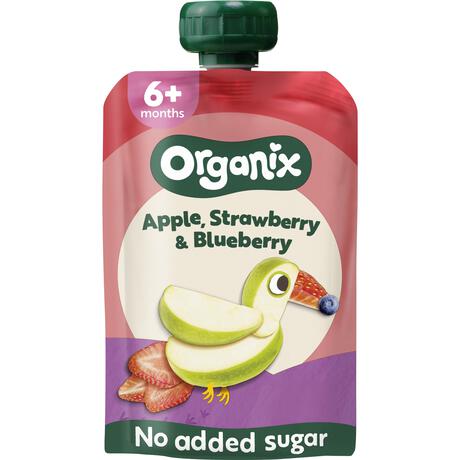 Organix Knijpfruit Appel Aardbei Bosbes 6+ Maanden 100 gram