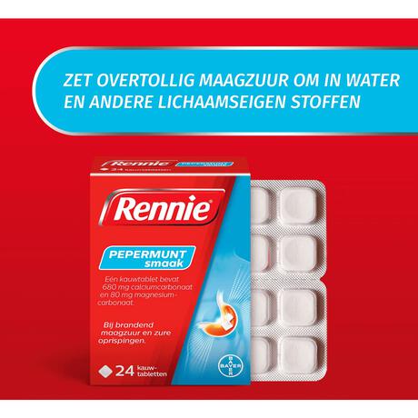 Rennie Pepermunt Kauwtabletten Bij Brandend Maagzuur 24 stuks