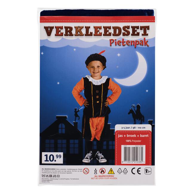 Pietenpak Oranje Blauw 98 - 110 cm