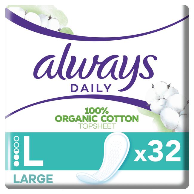 Always Dailies Cotton Protection Inlegkruisjes Groot 32 Stuks