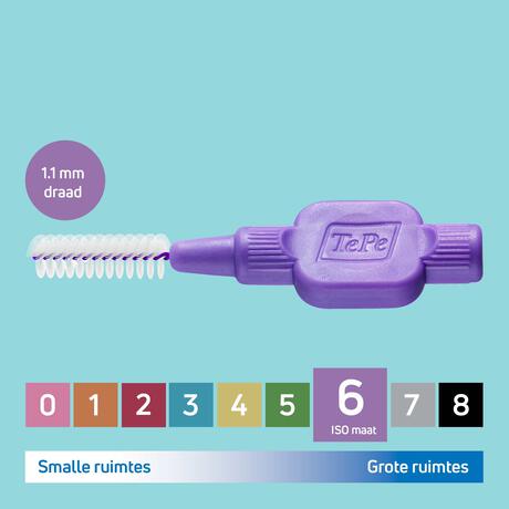 TePe Interdentale Ragers Original Paars&nbsp;ISO Maat 6 1,1 mm 6 stuks
