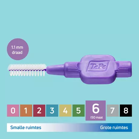 TePe Interdentale Ragers Original Paars&nbsp;ISO Maat 6 1,1 mm 6 stuks