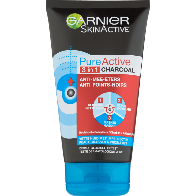 Garnier Skinactive Face Pureactive 3In1 Met Charcoal Voor De Vette
